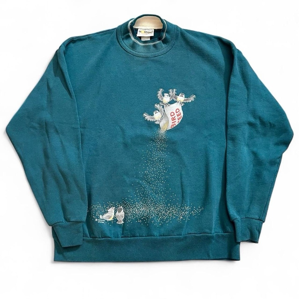 Vintage Morning Sun Bird Crewneck Sweatshirt Women's Size XL 90s Cozy Grandma